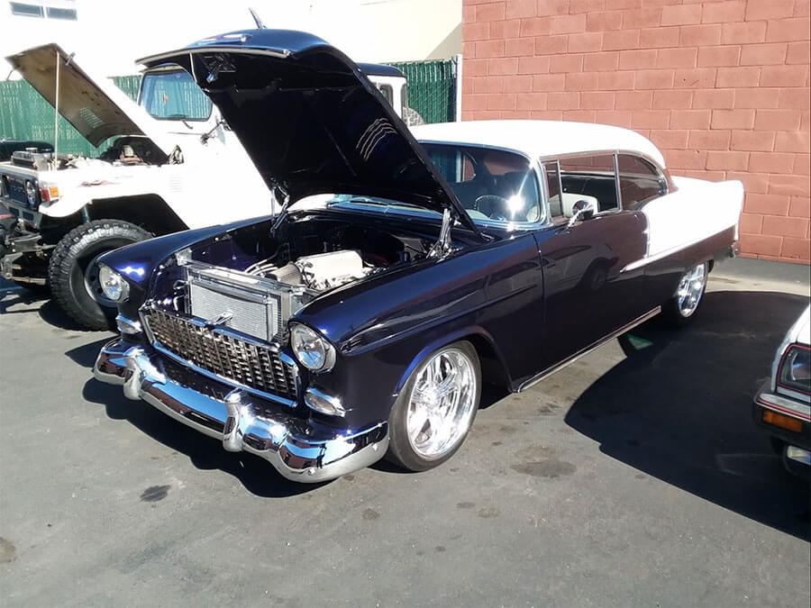 classic blue and white chevy